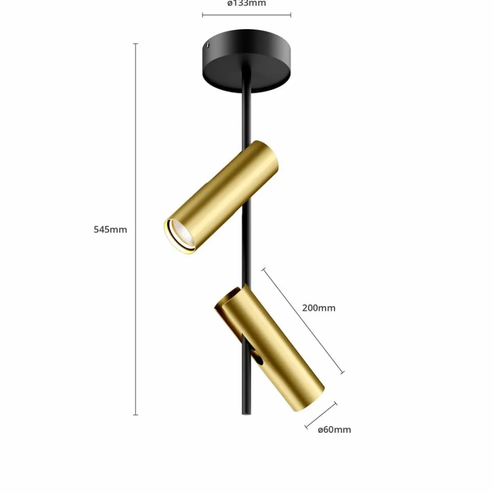 SIGMA Spotlights > Loftspot Leda 2, 2 lyskilder, sort-guld