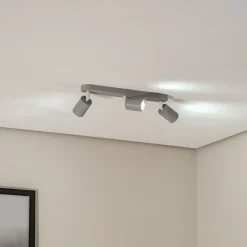 Loftlamper ^ TK Lighting Loftspot Livia, grå, 52 cm, 3 lyskilder, metal, GU10