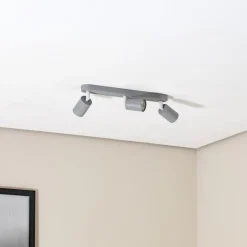 Loftlamper ^ TK Lighting Loftspot Livia, grå, 52 cm, 3 lyskilder, metal, GU10