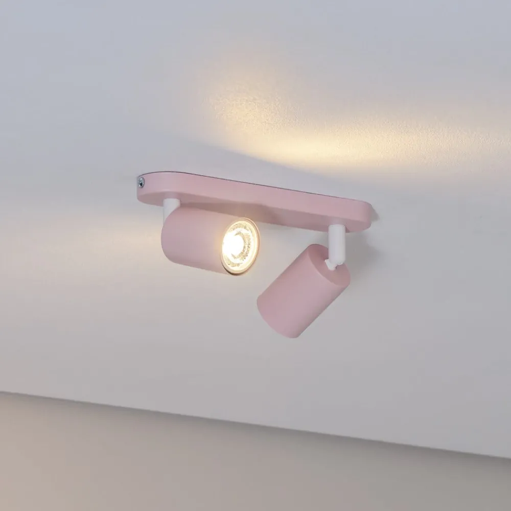 TK Lighting Loftlamper|Spotlights > Loftspot Livia, lyserød, 35 cm, 2 lyskilder, metal, GU10