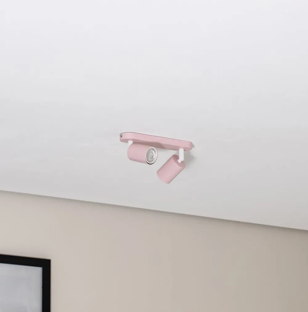 TK Lighting Loftlamper|Spotlights > Loftspot Livia, lyserød, 35 cm, 2 lyskilder, metal, GU10