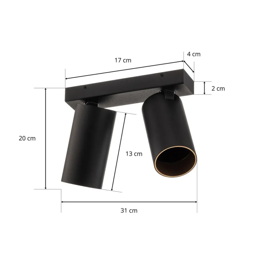 Spotlights ^ Nowodvorski Lighting Loftspot Mono II sort/indvendig guld 2 lyskilder