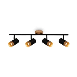 Briloner Loftlamper|Spotlights > Loftspot Plek GU10 sort/træ fireflammet