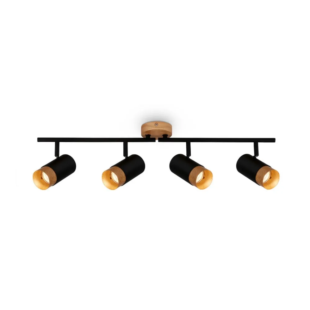 Briloner Loftlamper|Spotlights > Loftspot Plek GU10 sort/træ fireflammet