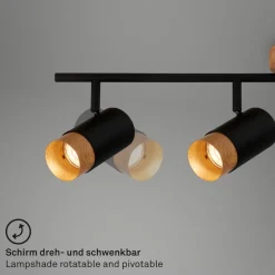 Briloner Loftlamper|Spotlights > Loftspot Plek GU10 sort/træ fireflammet
