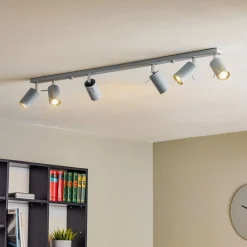 SOLLUX LIGHTING Loftlamper|Spotlights > Loftspot Round, grå, 6 lyskilder lineær