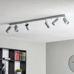 SOLLUX LIGHTING Loftlamper|Spotlights > Loftspot Round, grå, 6 lyskilder lineær