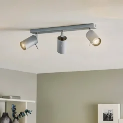 SOLLUX LIGHTING Loftlamper|Loftlamper > Loftspot Round, grå, 3 lyskilder lineær