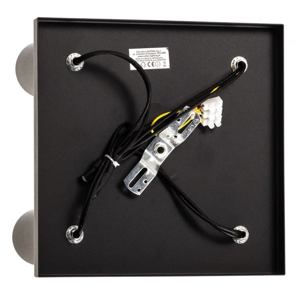 SOLLUX LIGHTING Loftlamper|Spotlights > Loftspot Round i sort, 4 lyskilder, firkantet