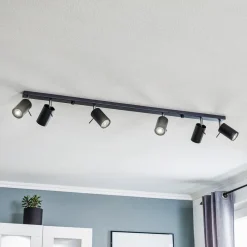 SOLLUX LIGHTING Loftlamper|Spotlights > Loftspot Round i sort, 6 lyskilder lineær