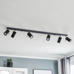 SOLLUX LIGHTING Loftlamper|Spotlights > Loftspot Round i sort, 6 lyskilder lineær