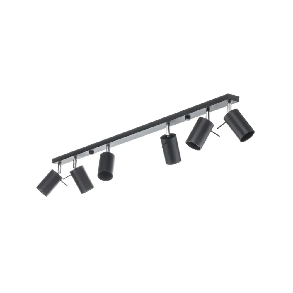 SOLLUX LIGHTING Loftlamper|Spotlights > Loftspot Round i sort, 6 lyskilder lineær