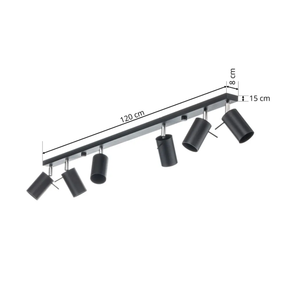 SOLLUX LIGHTING Loftlamper|Spotlights > Loftspot Round i sort, 6 lyskilder lineær