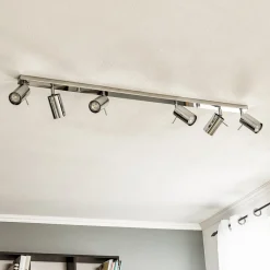 Loftlamper|Spotlights ^ SOLLUX LIGHTING Loftspot Round, krom, 6 lyskilder lineær