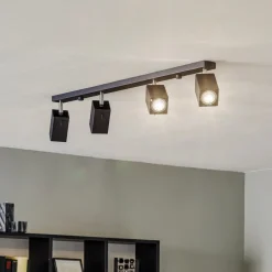 Loftlamper|Spotlights ^ SOLLUX LIGHTING Loftspot Square, sort, 4 lyskilder lineært