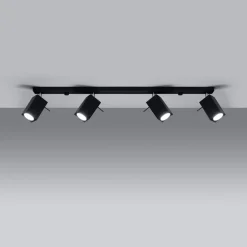 Loftlamper|Spotlights ^ SOLLUX LIGHTING Loftspot Square, sort, 4 lyskilder lineært