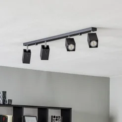 Loftlamper|Spotlights ^ SOLLUX LIGHTING Loftspot Square, sort, 4 lyskilder lineært