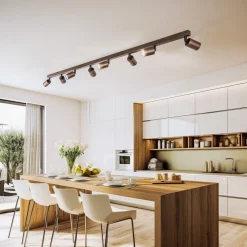 TK Lighting Loftlamper|Loftlamper > Loftspot Top, justerbar, brun, 8 lyskilder lineær