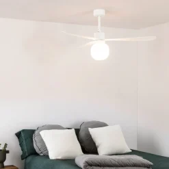 FARO BARCELONA Loftventilatorer > Loftventilator Amelia Ball, LED-lampe, hvid