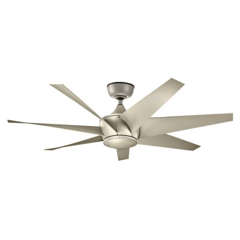 Loftventilatorer ^ KICHLER Loftventilator Lehr2, IP44, sølv antik, Ø 137 cm