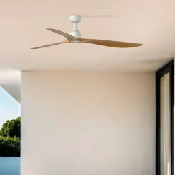 Loftventilatorer ^ FARO BARCELONA Loftventilator Outwood, brun, DC, støjsvag, Ø 150 cm, IP44