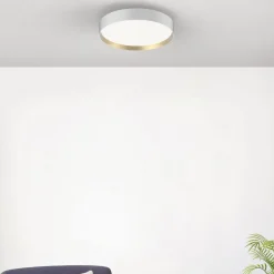 Loftlamper ^ LOOM DESIGN LED-loftlampe Lucia, hvid/guldfarvet Ø 35 cm