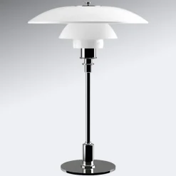 Bordlamper ^ Louis Poulsen bordlampe PH 3 1/2-2 1/2, krom/hvid, 47 cm