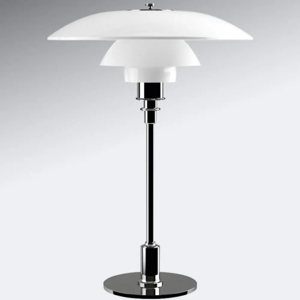 Bordlamper ^ Louis Poulsen bordlampe PH 3 1/2-2 1/2, krom/hvid, 47 cm