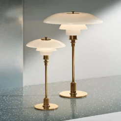 Arbejdsrum/Kontor|Bordlamper ^ Louis Poulsen PH 2/1 bordlampe, messing-hvid