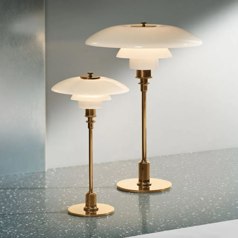 Arbejdsrum/Kontor|Bordlamper ^ Louis Poulsen PH 2/1 bordlampe, messing-hvid