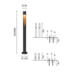 Gadebelysning ^ Louis Poulsen vejlampe Flindt, 927 sort 70 cm base 24 V