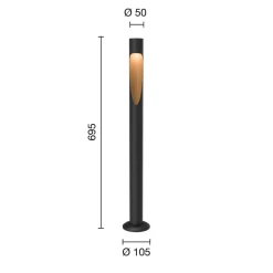Gadebelysning ^ Louis Poulsen vejlampe Flindt, 930 sort 70 cm fod 24 V