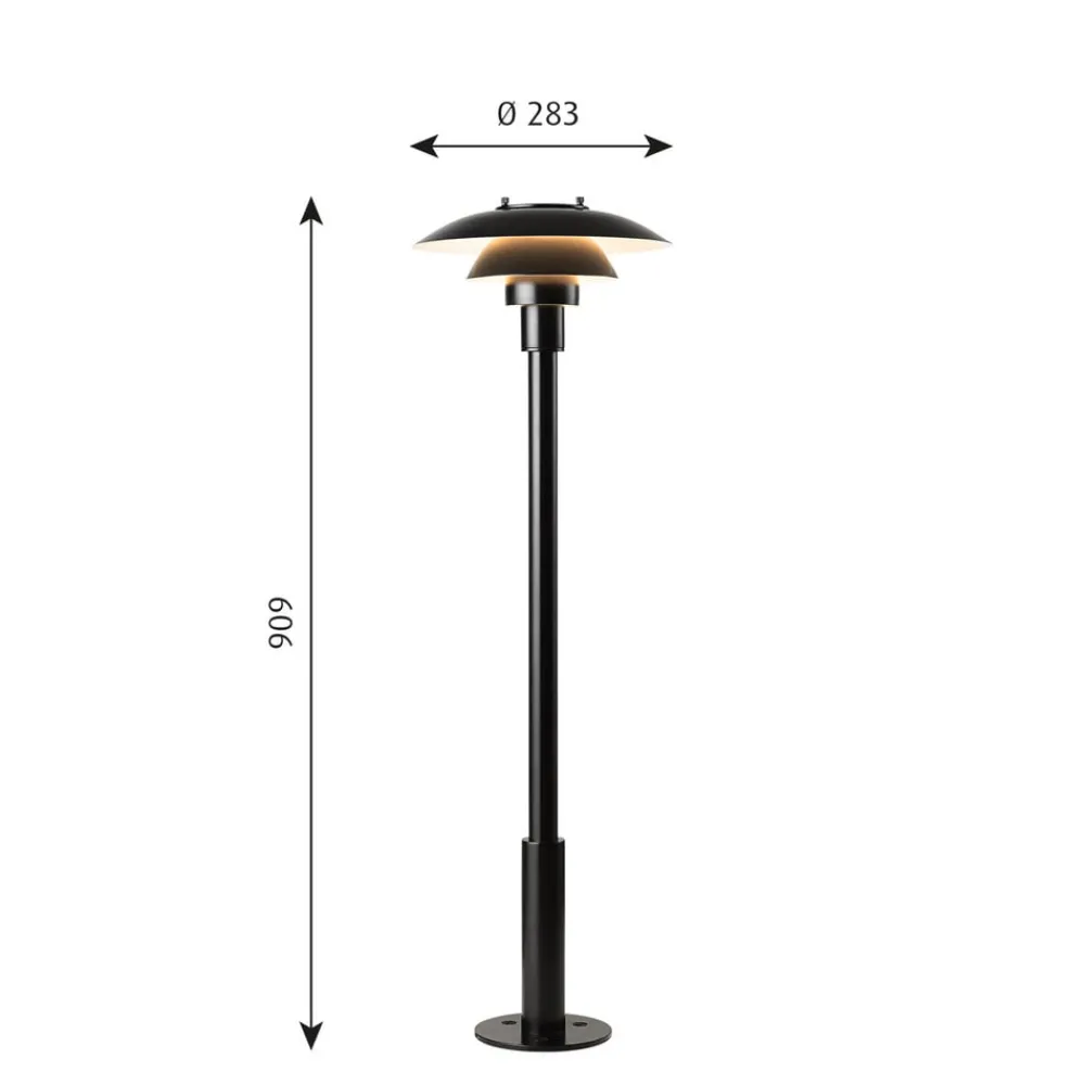 Louis Poulsen Gadebelysning > vejlampe PH 3-2 1/2, sort, 91 cm stål