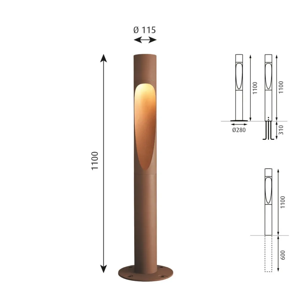 Louis Poulsen Gadebelysning > Vejlampe 830 rust 110cm dæmpbar sokkel jordforbindelse
