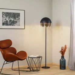 Lucande Gulvlamper > Aparas gulvlampe, bladlook, sort-guld