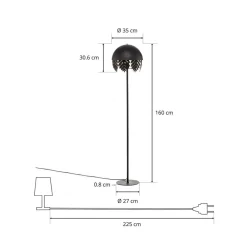 Lucande Gulvlamper > Aparas gulvlampe, bladlook, sort-guld