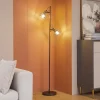 Lindby Gulvlamper|Gulvlamper > Lucande Arinthea gulvlampe, 2-lys, sort, stål, E14