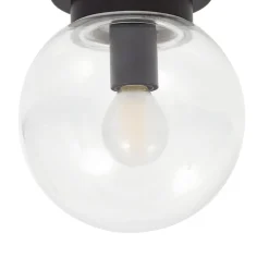 Loftlamper ^ Lucande Badolo loftslampe, sort, glas, Ø 15 cm, IP44