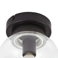 Loftlamper ^ Lucande Badolo loftslampe, sort, glas, Ø 15 cm, IP44