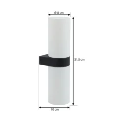 Væg- Og Spejllamper|Væglamper ^ Lucande Basolo væglampe til badeværelset, sort, højde 31,5 cm, glas