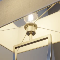 Bordlamper ^ Lucande bordlampe Evaine, krom/hvid, metal, 66 cm, E27