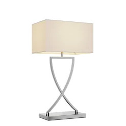 Bordlamper ^ Lucande bordlampe Evaine, krom/hvid, metal, 66 cm, E27