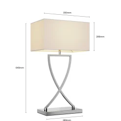 Bordlamper ^ Lucande bordlampe Evaine, krom/hvid, metal, 66 cm, E27
