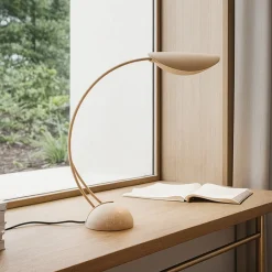 Lucande Pendellamper|Bordlamper > bordlampe Rivera, beige, metal, sten, 51 cm, G9