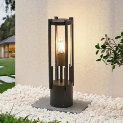 Terrassebelysning|Sokkellamper ^ Lucande Brienne sokkellampe, 50 cm, antracit, metal