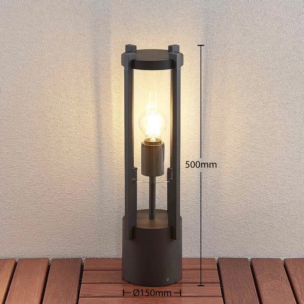 Terrassebelysning|Sokkellamper ^ Lucande Brienne sokkellampe, 50 cm, antracit, metal