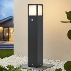 Gadebelysning Med Sensor|Terrassebelysning ^ Lucande Dewari vejlampe, bevægelsessensor, E27, 65 cm, IP54