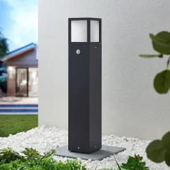Gadebelysning Med Sensor|Terrassebelysning ^ Lucande Dewari vejlampe, bevægelsessensor, E27, 65 cm, IP54