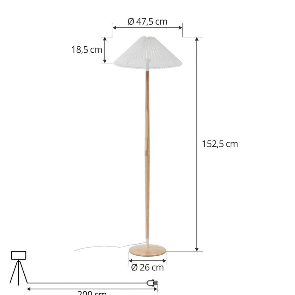 Lucande Gang|Pendellamper > Ellorin gulvlampe, hvid, træ, Ø 47,5 cm, E27