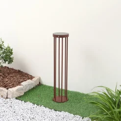 Solcelle Lampe Med Sensor|Solcellelamper ^ Lucande Evelis LED-vejlampe, rustfarvet, aluminium, sensor